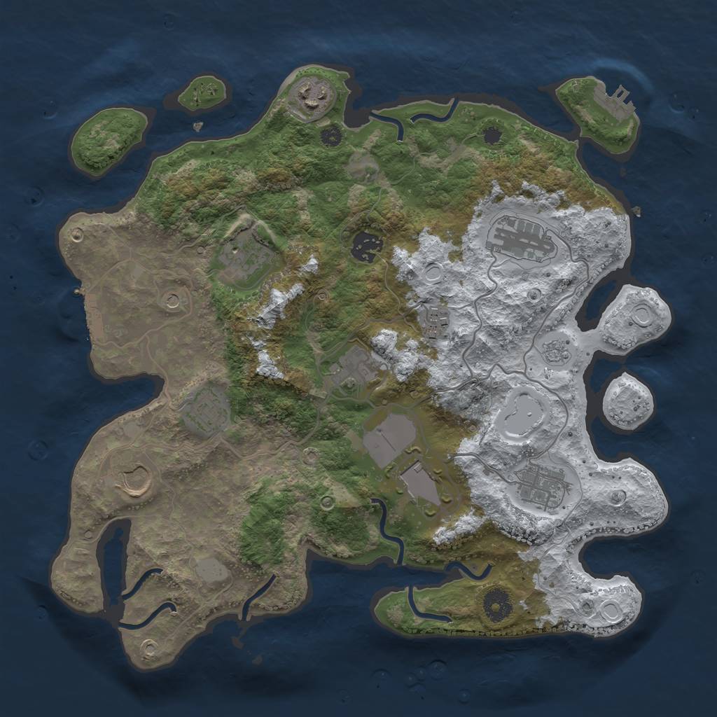 Rust Map: Procedural Map, Size: 3500, Seed: 4167655, 19 Monuments