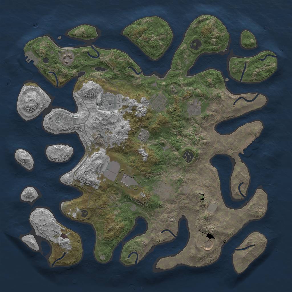 Rust Map: Procedural Map, Size: 4000, Seed: 3662, 17 Monuments