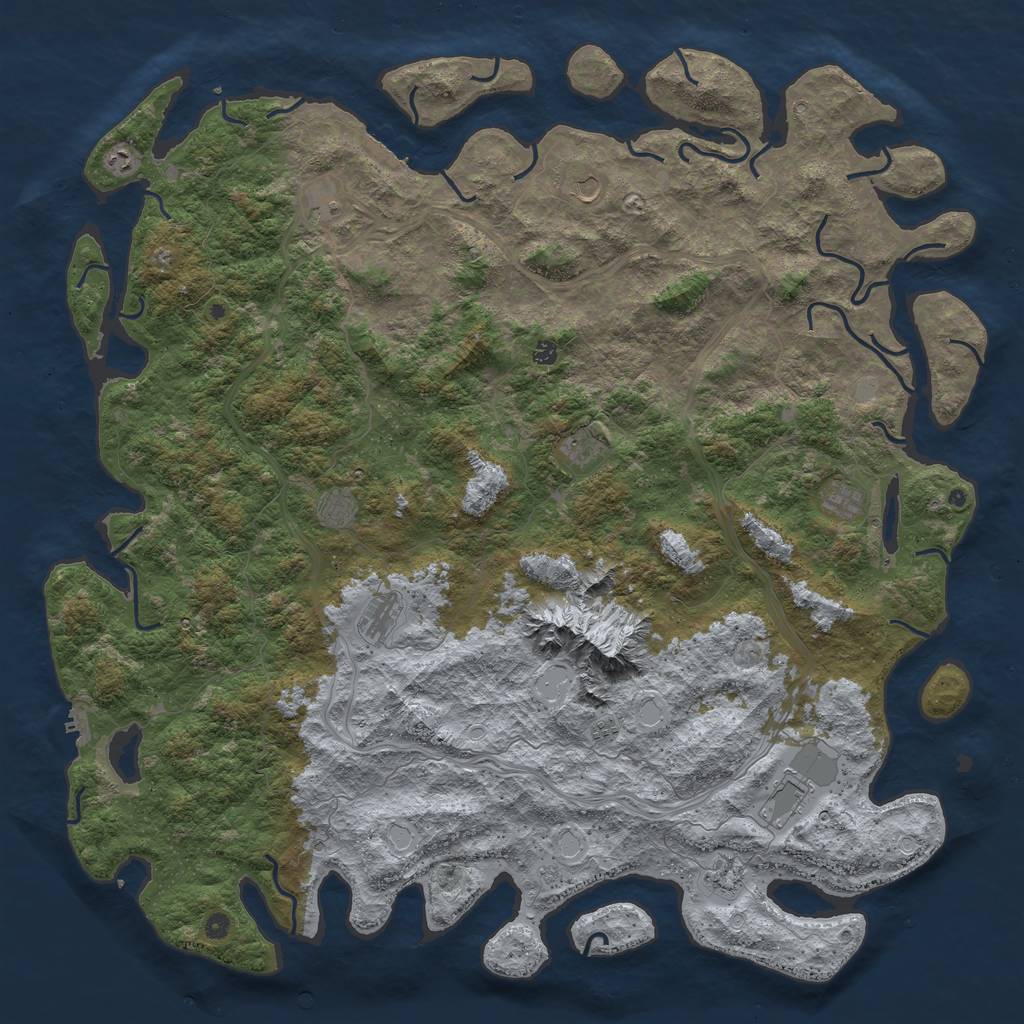 Rust Map: Procedural Map, Size: 6000, Seed: 50, 18 Monuments