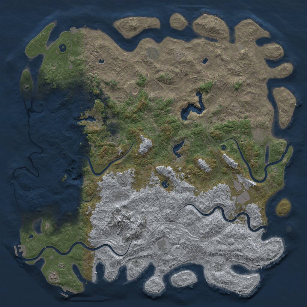 Rust Map: Procedural Map, Size: 6000, Seed: 50, 17 Monuments