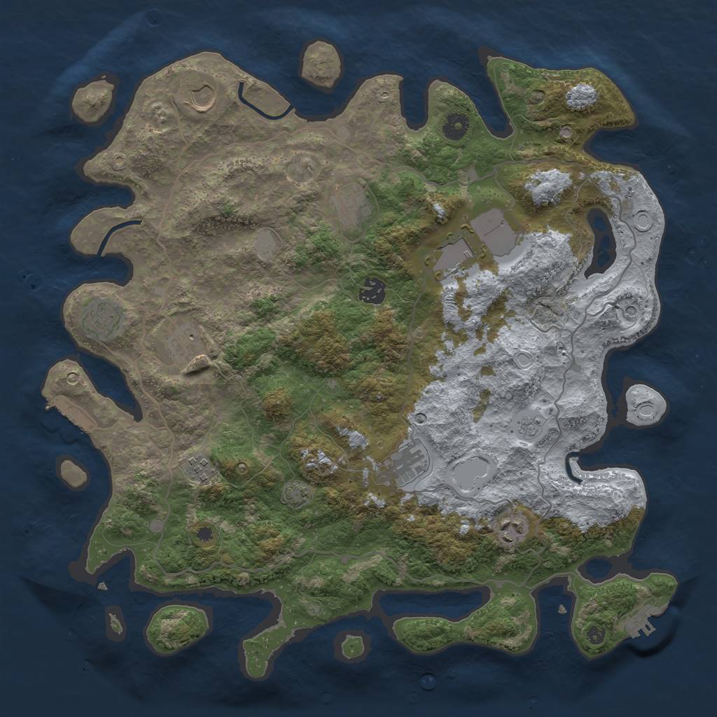 Rust Map: Procedural Map, Size: 4000, Seed: 38736944, 17 Monuments
