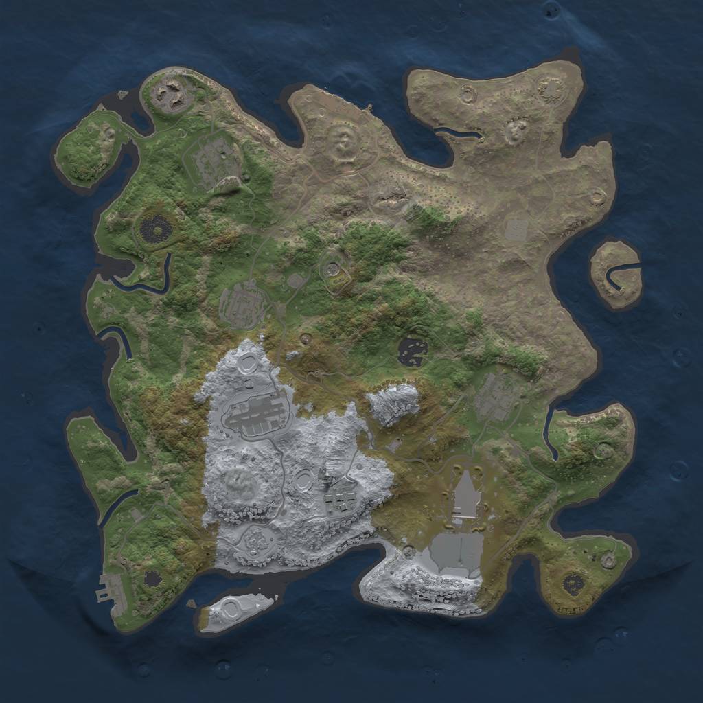 Rust Map: Procedural Map, Size: 3500, Seed: 93183510, 15 Monuments
