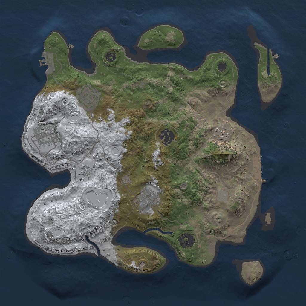 Rust Map: Procedural Map, Size: 3000, Seed: 1561668864, 13 Monuments