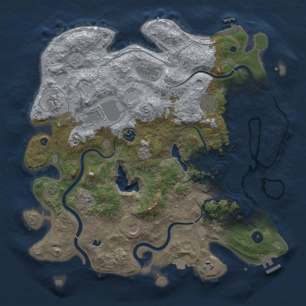 Rust Map: Procedural Map, Size: 4000, Seed: 39668933, 14 Monuments