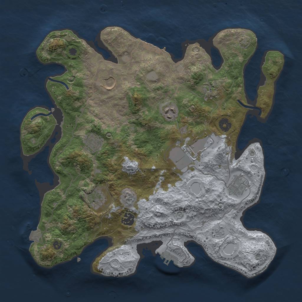 Rust Map: Procedural Map, Size: 3500, Seed: 2008, 16 Monuments