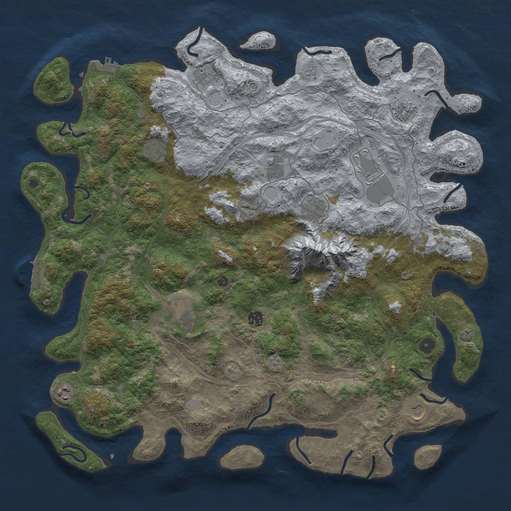 Rust Map: Procedural Map, Size: 5000, Seed: 7376, 19 Monuments