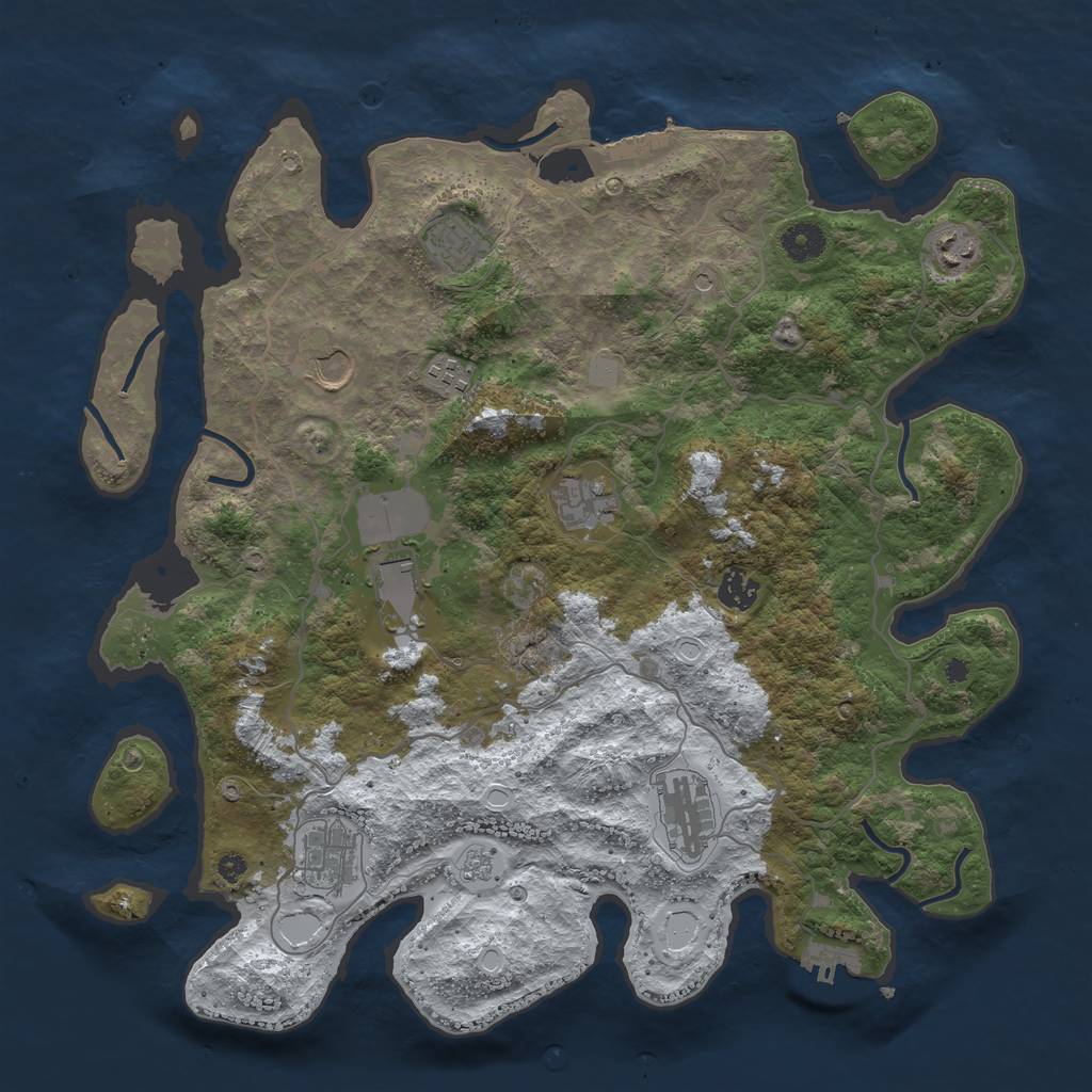 Rust Map: Procedural Map, Size: 4000, Seed: 70218875, 18 Monuments