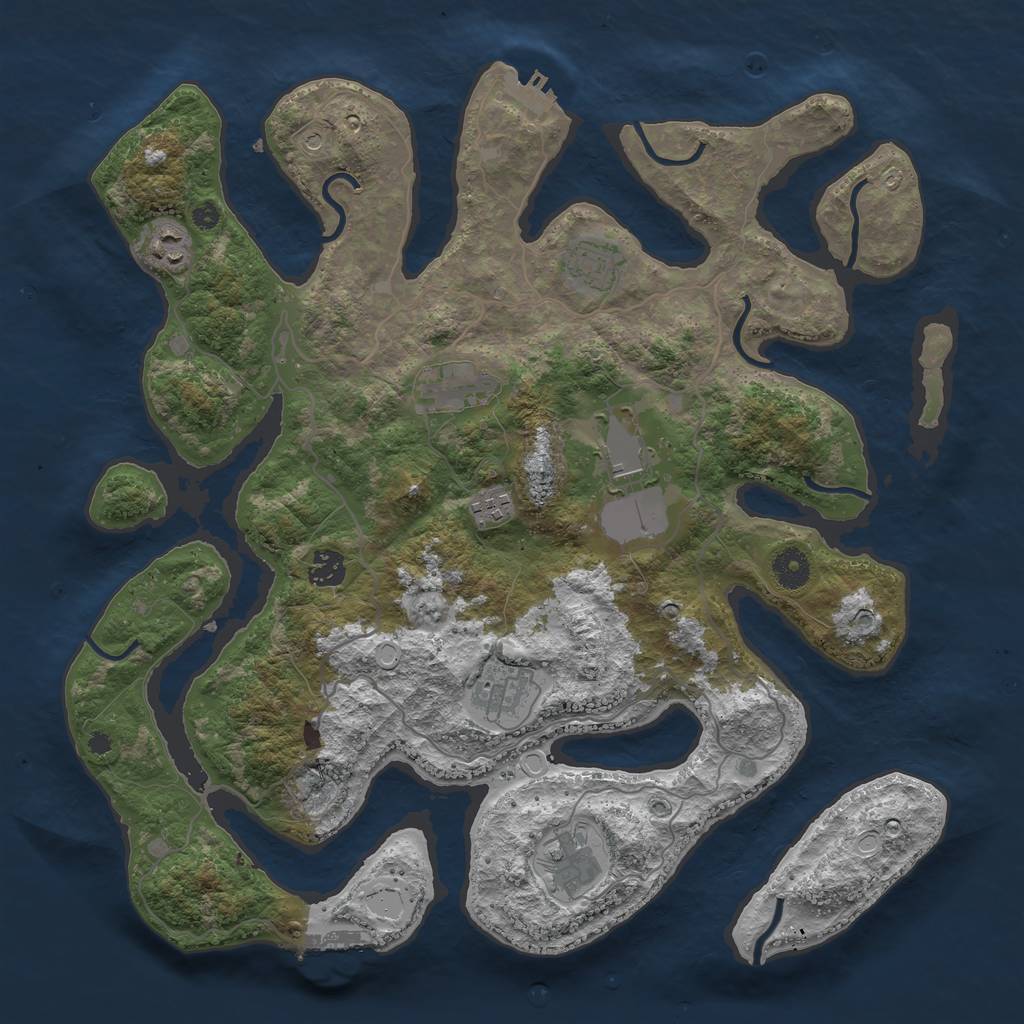 Rust Map: Procedural Map, Size: 4000, Seed: 600410603, 16 Monuments