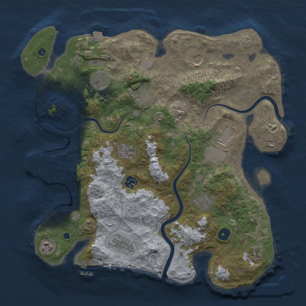 Rust Map: Procedural Map, Size: 3850, Seed: 1080044700, 17 Monuments