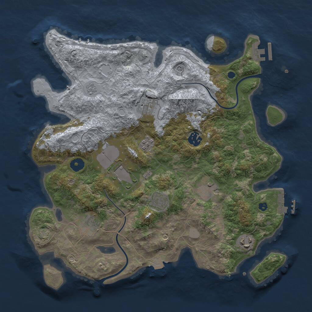 Rust Map: Procedural Map, Size: 3500, Seed: 140281, 14 Monuments