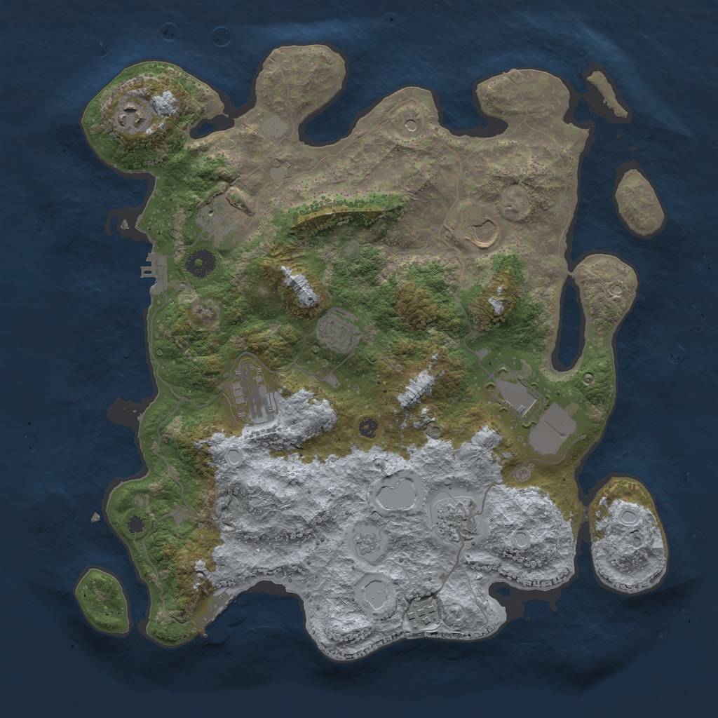 Rust Map: Procedural Map, Size: 3800, Seed: 795051528, 15 Monuments