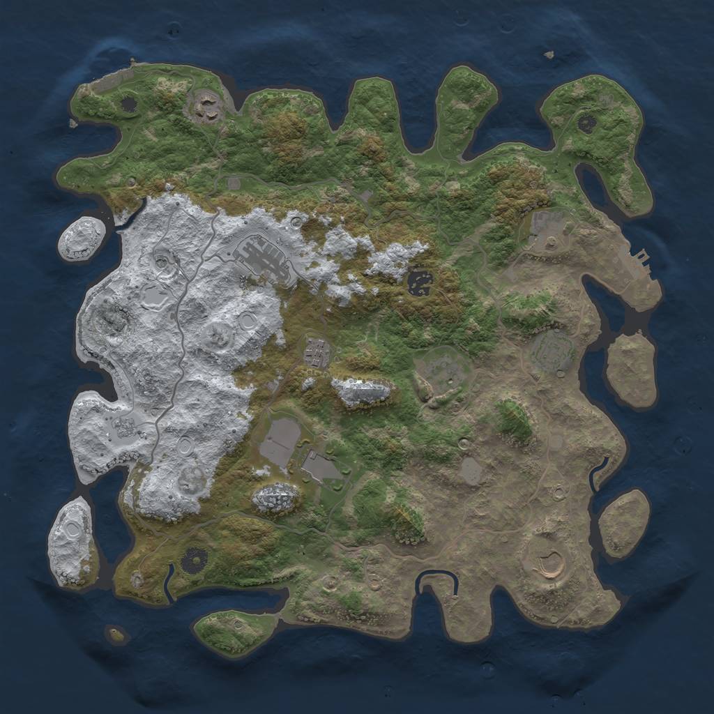 Rust Map: Procedural Map, Size: 4000, Seed: 646118957, 18 Monuments