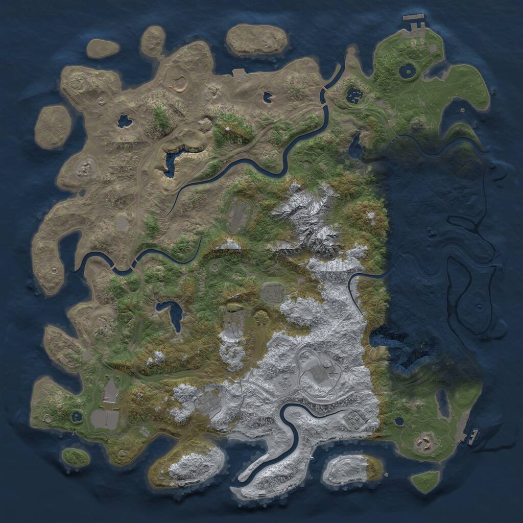 Rust Map: Procedural Map, Size: 5000, Seed: 20973, 17 Monuments