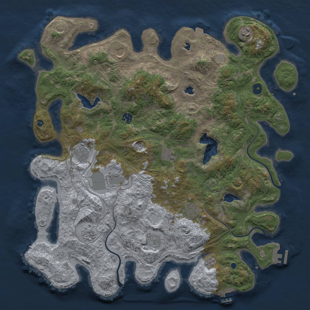 Rust Map: Procedural Map, Size: 4500, Seed: 283496077, 16 Monuments