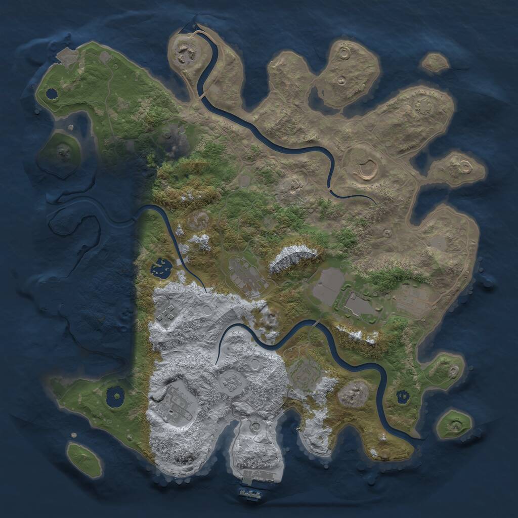 Rust Map: Procedural Map, Size: 3800, Seed: 8587234, 16 Monuments