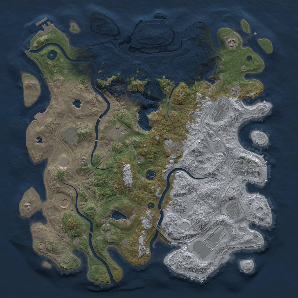 Rust Map: Procedural Map, Size: 4500, Seed: 4102021, 17 Monuments