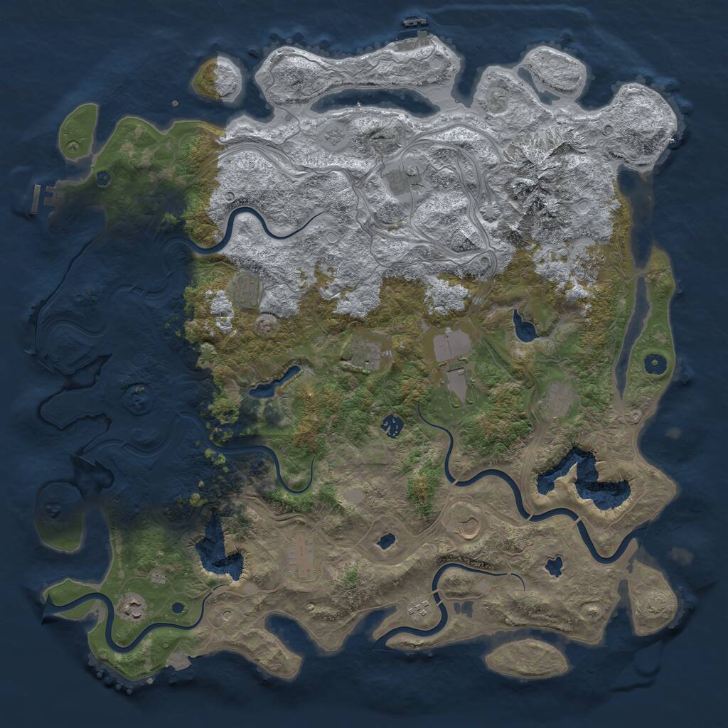 Rust Map: Procedural Map, Size: 5000, Seed: 569669, 17 Monuments