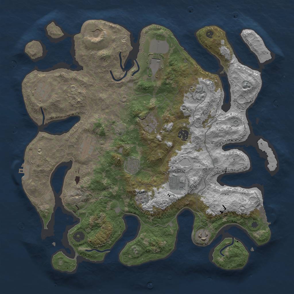 Rust Map: Procedural Map, Size: 4000, Seed: 665627586, 19 Monuments