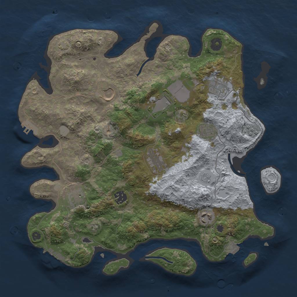 Rust Map: Procedural Map, Size: 3500, Seed: 12352, 17 Monuments