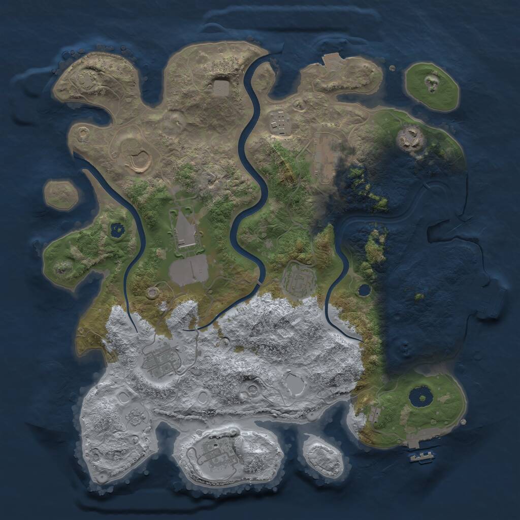 Rust Map: Procedural Map, Size: 3500, Seed: 1274541504, 14 Monuments