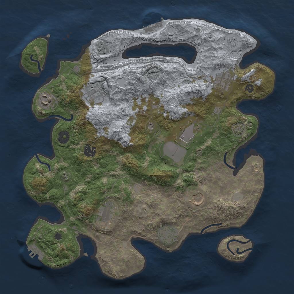 Rust Map: Procedural Map, Size: 3500, Seed: 165045629, 17 Monuments