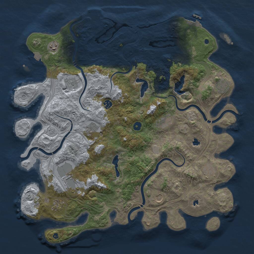 Rust Map: Procedural Map, Size: 4500, Seed: 1256343092, 17 Monuments