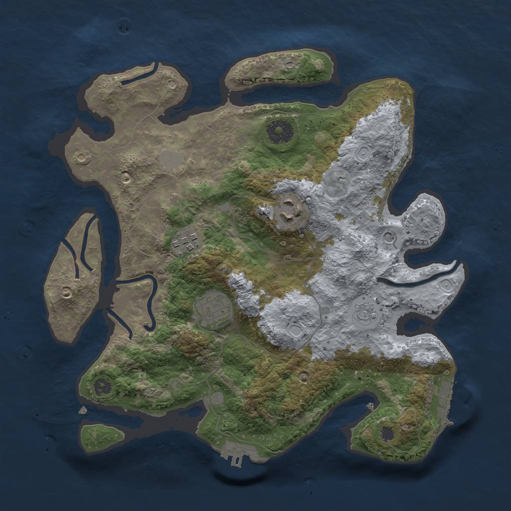 Rust Map: Procedural Map, Size: 3000, Seed: 2392996, 10 Monuments