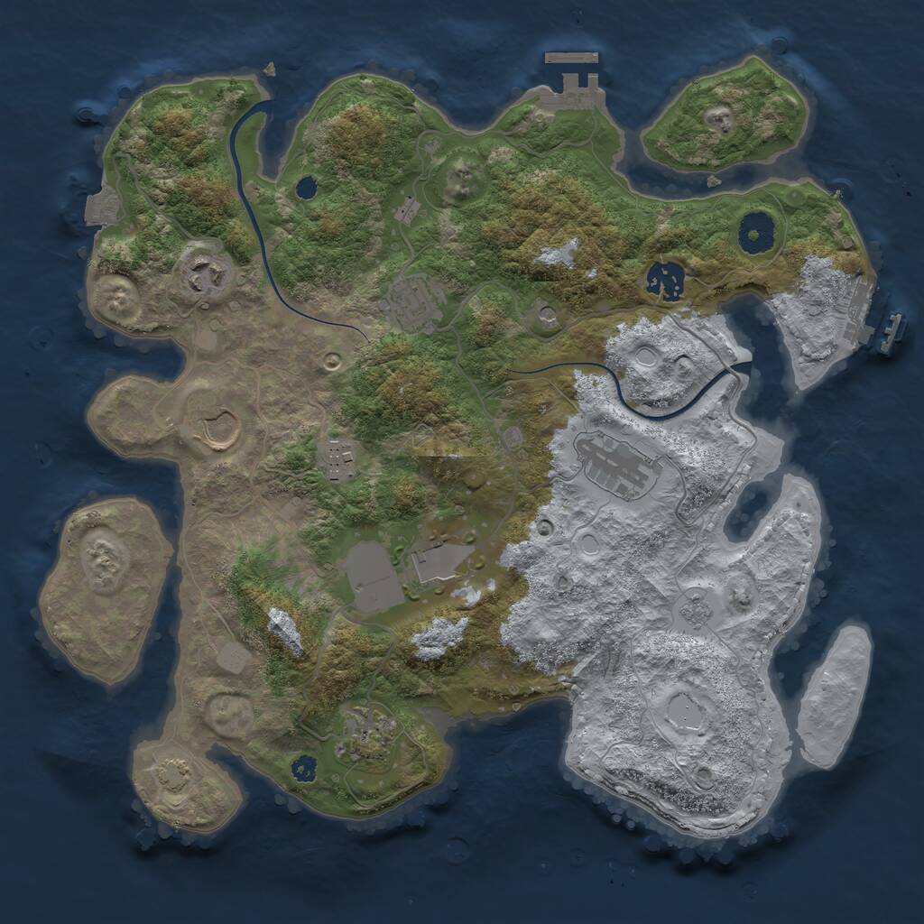 Rust Map: Procedural Map, Size: 3500, Seed: 1362231076, 14 Monuments