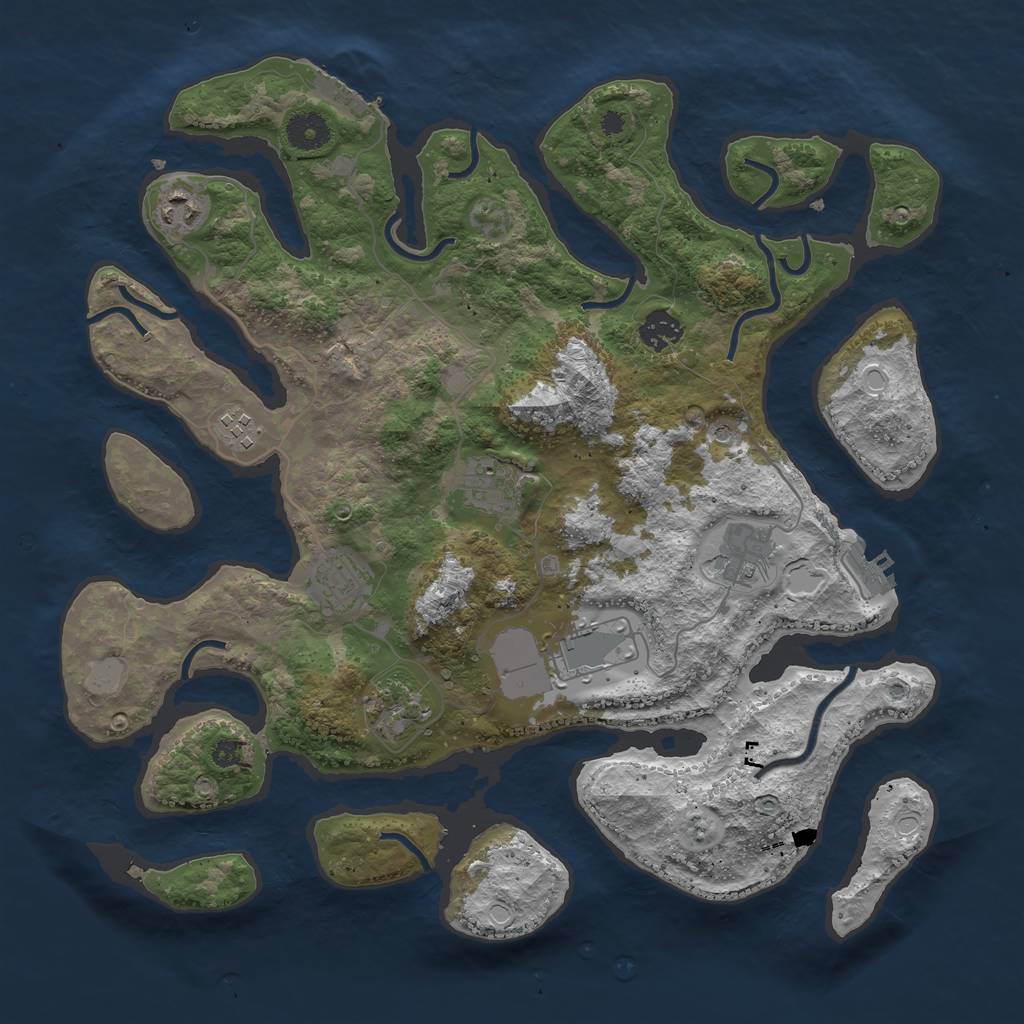 Rust Map: Procedural Map, Size: 3800, Seed: 88219, 16 Monuments