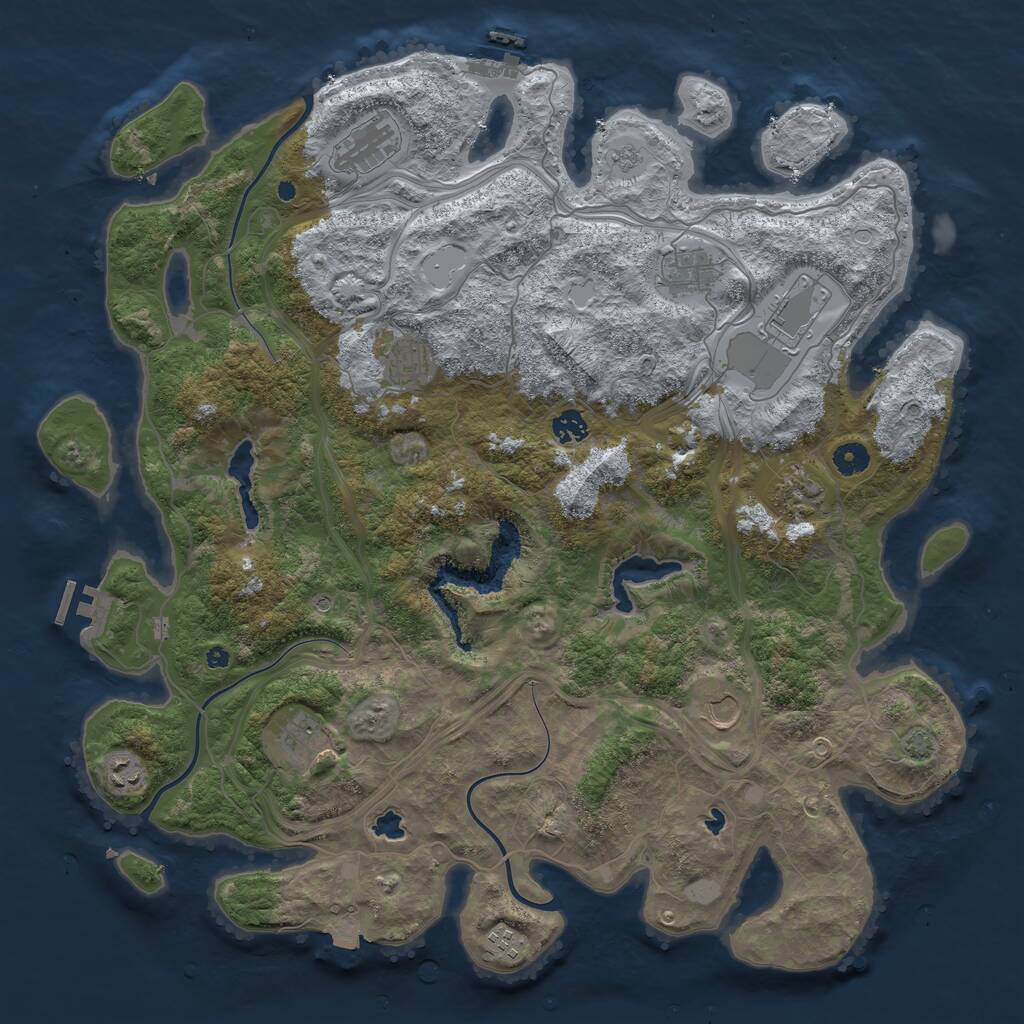 Rust Map: Procedural Map, Size: 4500, Seed: 20410, 16 Monuments