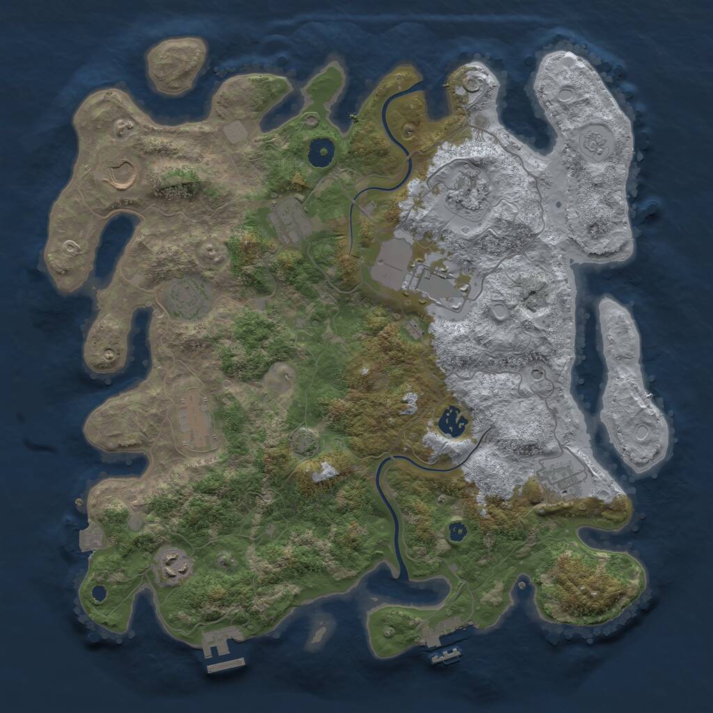 Rust Map: Procedural Map, Size: 3800, Seed: 90410, 15 Monuments