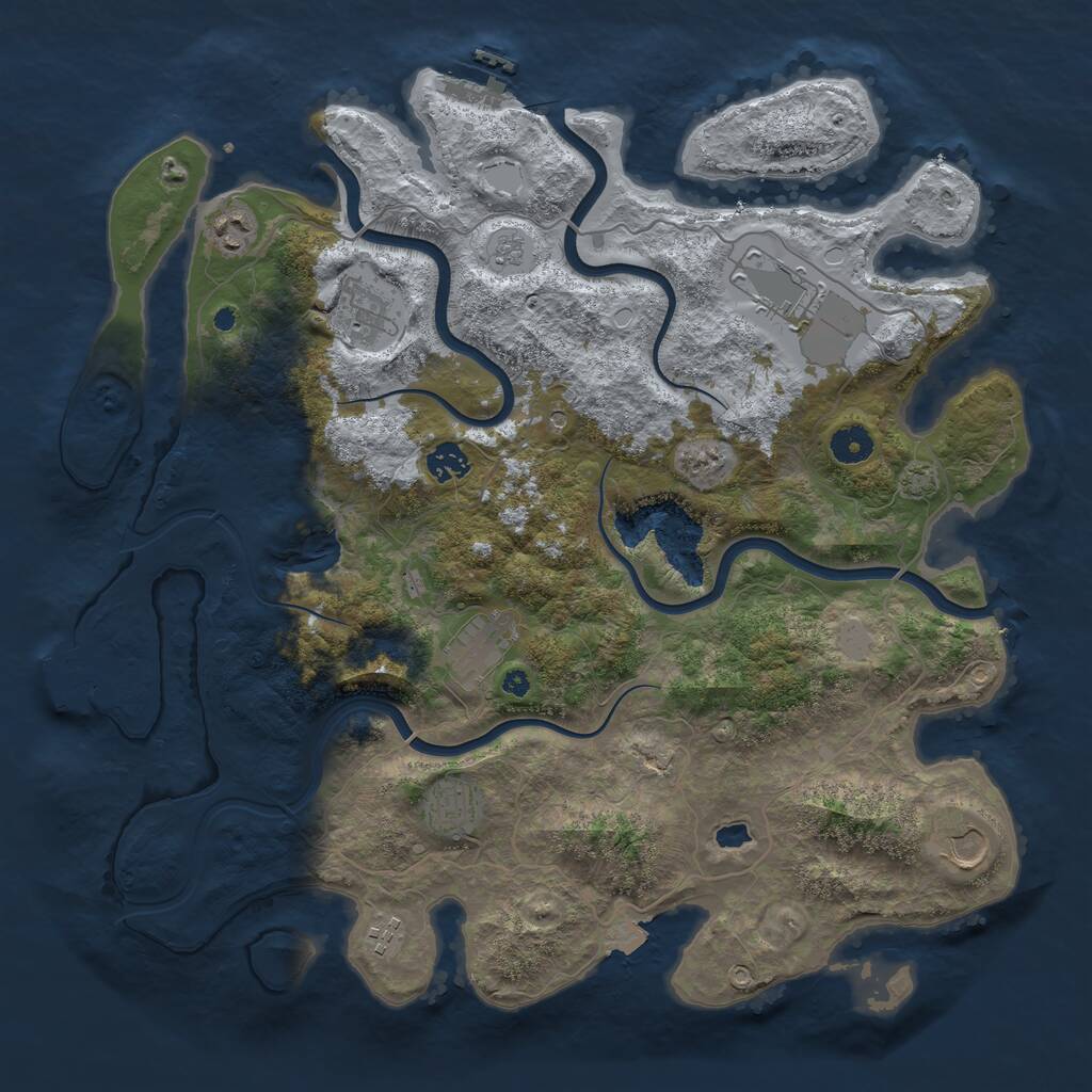 Rust Map: Procedural Map, Size: 4096, Seed: 100410, 14 Monuments