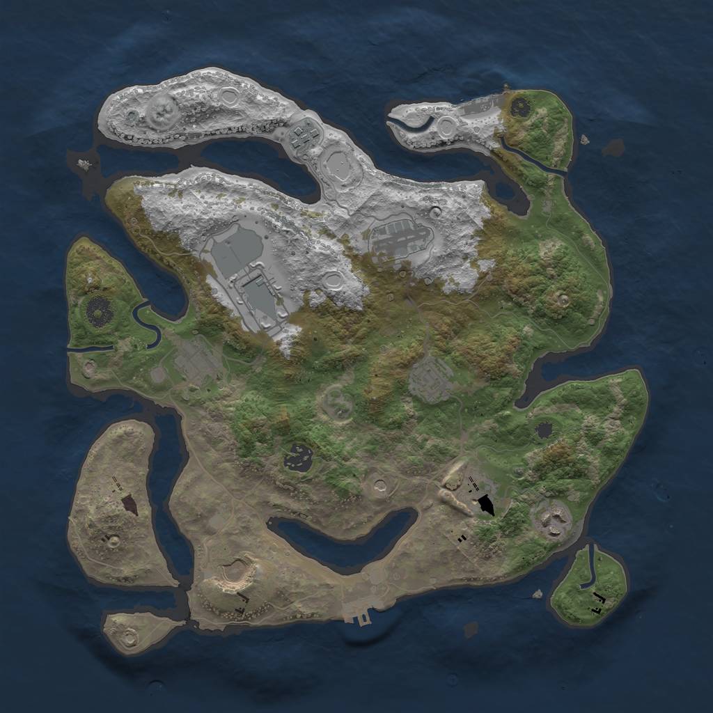 Rust Map: Procedural Map, Size: 3700, Seed: 11, 17 Monuments