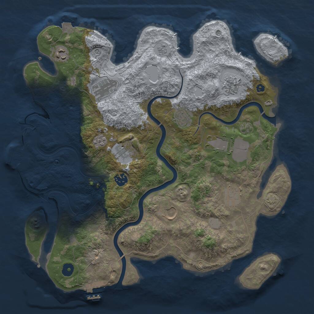 Rust Map: Procedural Map, Size: 3750, Seed: 98974534, 16 Monuments