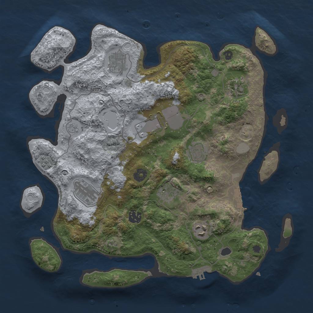 Rust Map: Procedural Map, Size: 3500, Seed: 391089769, 15 Monuments