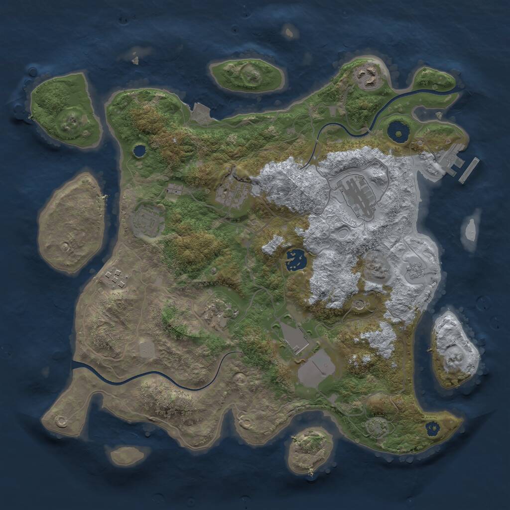 Rust Map: Procedural Map, Size: 3500, Seed: 111397914, 13 Monuments