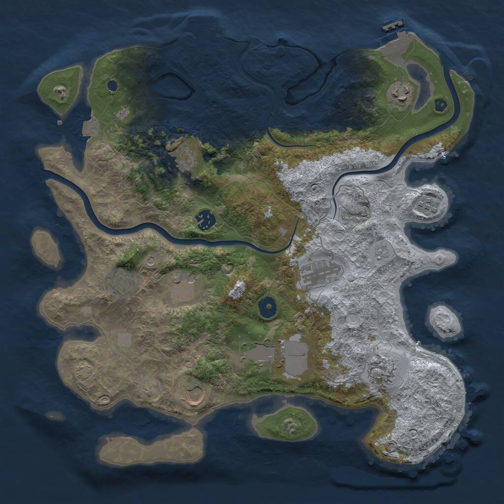 Rust Map: Procedural Map, Size: 3850, Seed: 1471035450, 16 Monuments