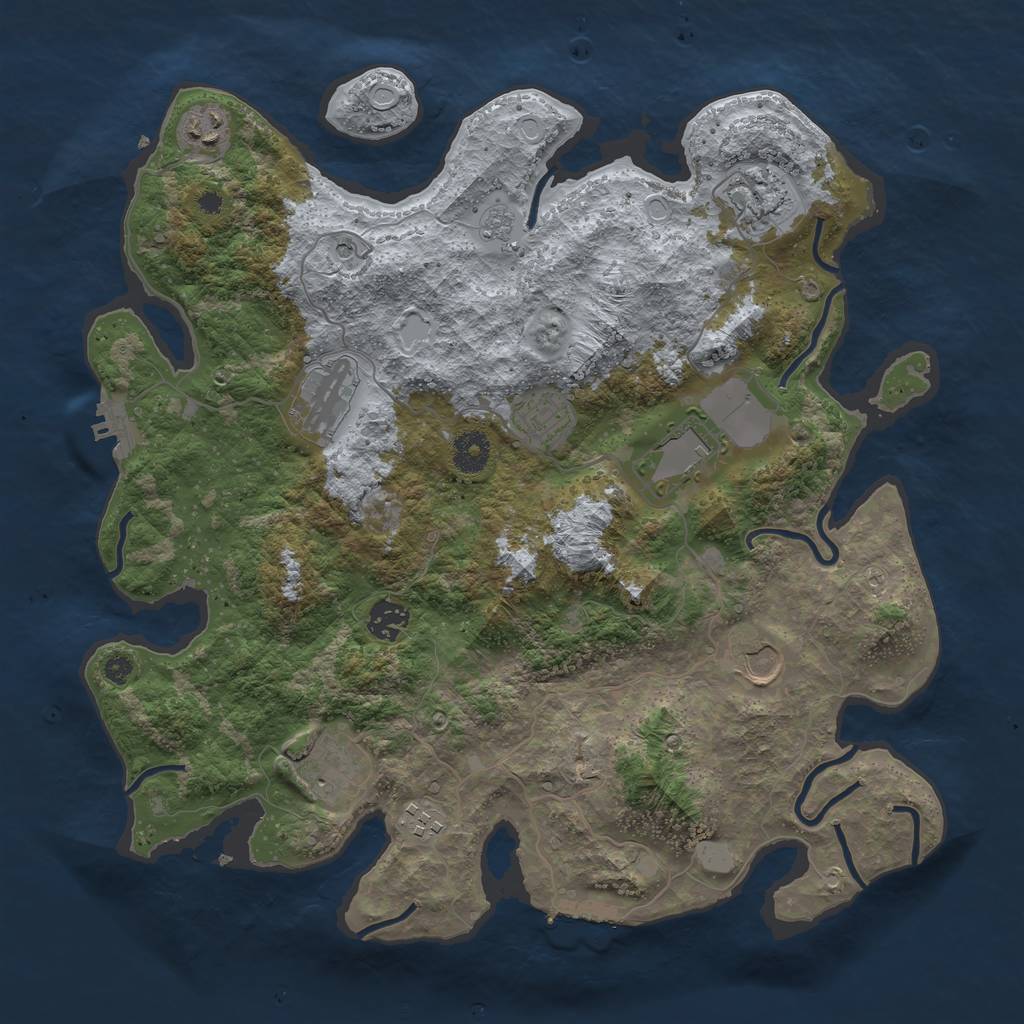 Rust Map: Procedural Map, Size: 3800, Seed: 1119363853, 16 Monuments