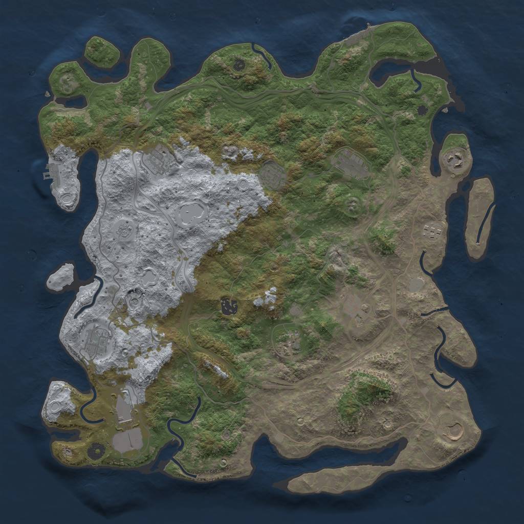 Rust Map: Procedural Map, Size: 4500, Seed: 110410, 18 Monuments