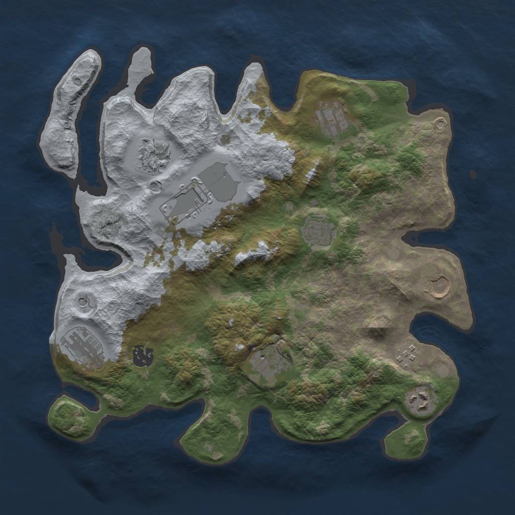Rust Map: Barren, Size: 3500, Seed: 170234062, 13 Monuments
