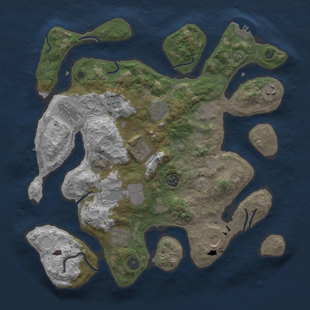 Rust Map: Procedural Map, Size: 3800, Seed: 1904140466, 18 Monuments