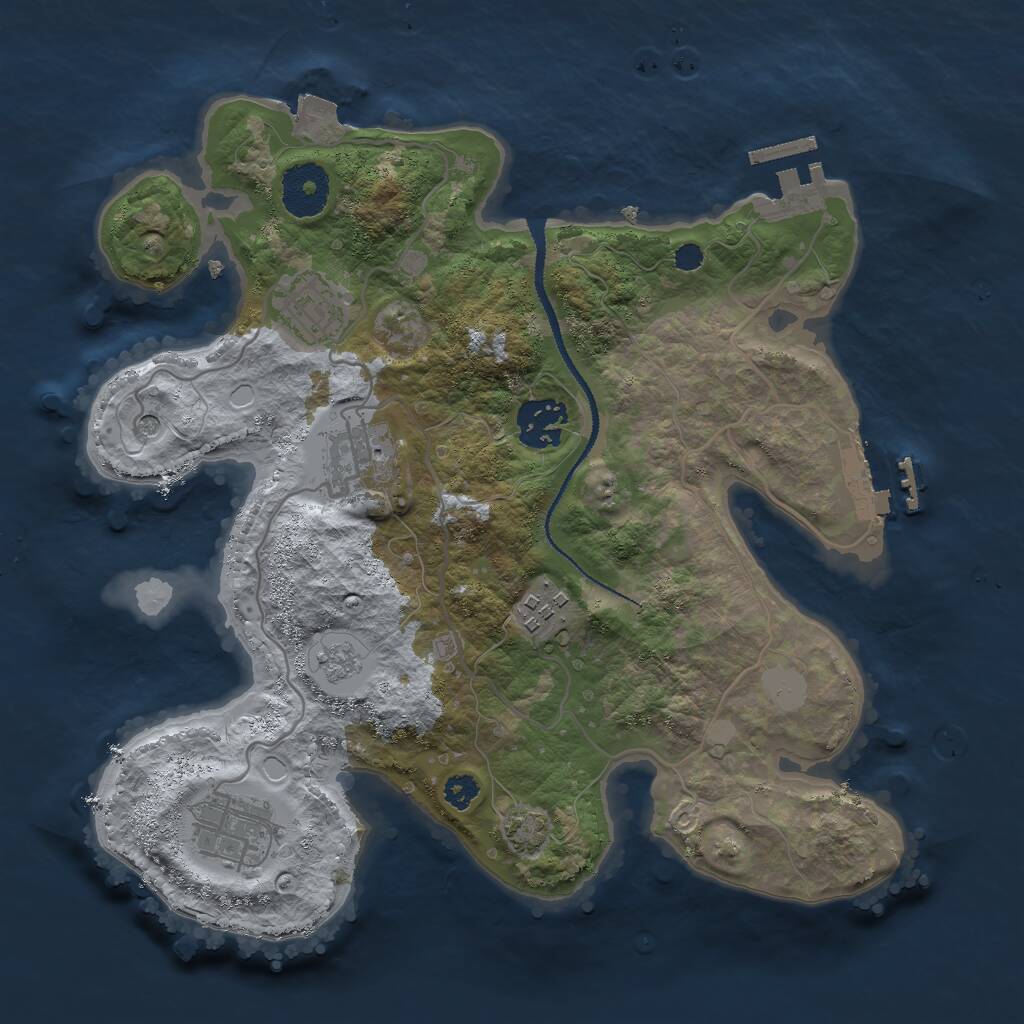 Rust Map: Procedural Map, Size: 3000, Seed: 9828, 11 Monuments