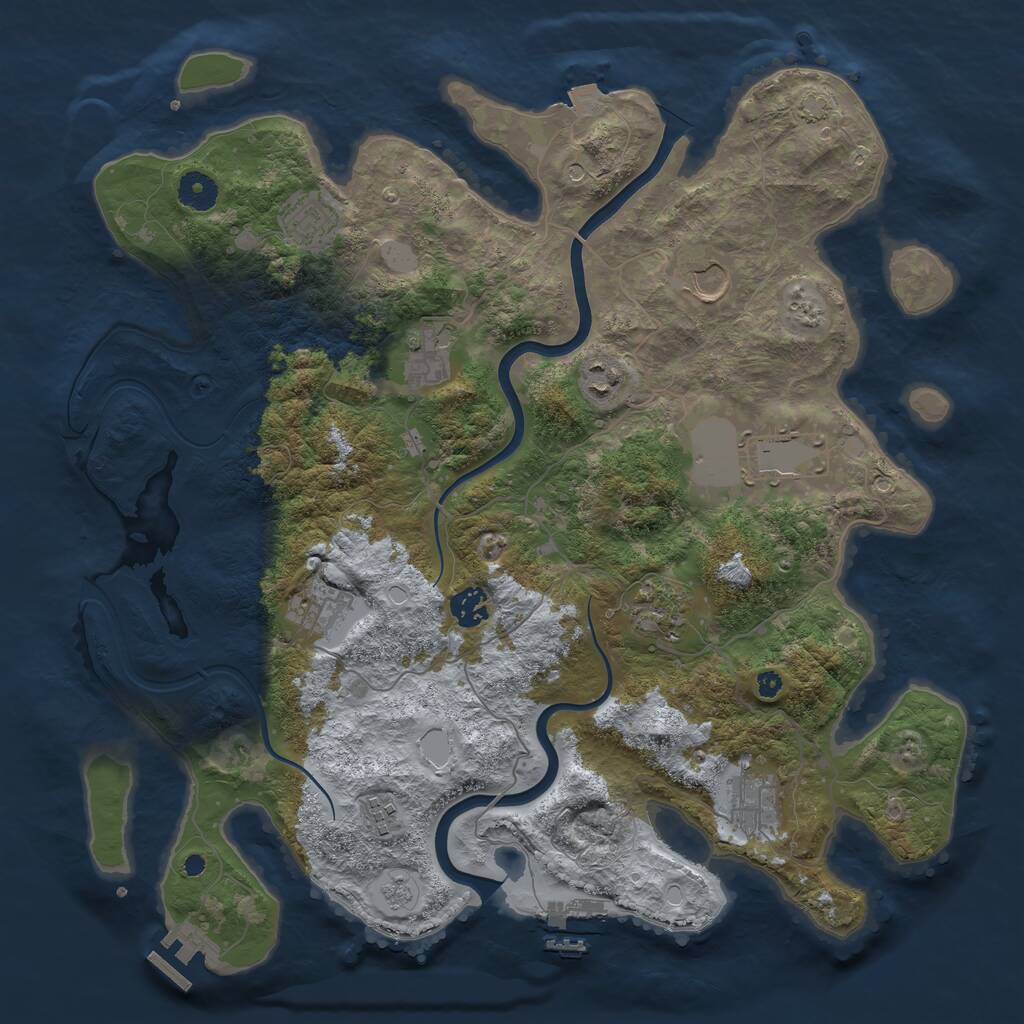 Rust Map: Procedural Map, Size: 3950, Seed: 798504566, 16 Monuments