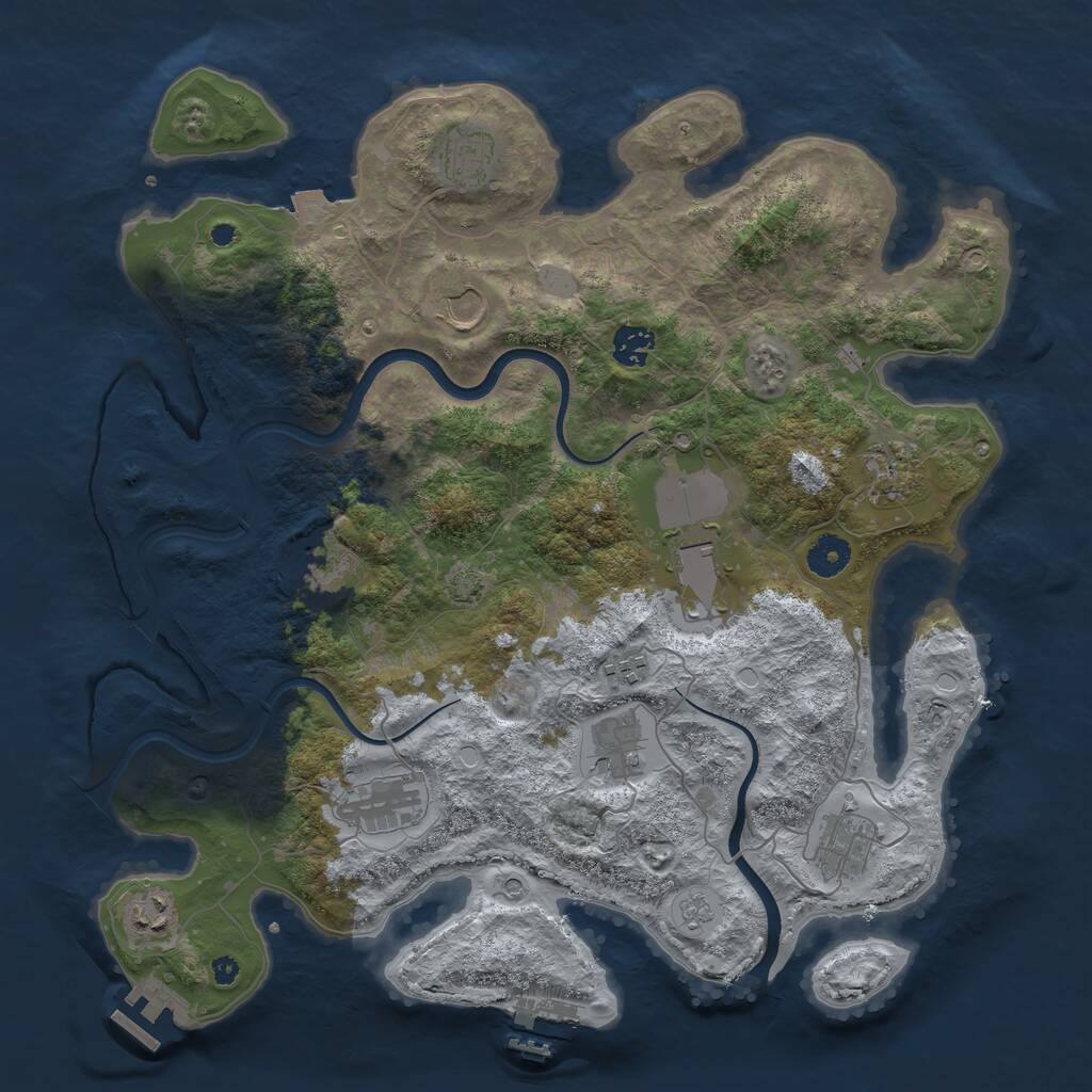 Rust Map: Procedural Map, Size: 3900, Seed: 657262607, 17 Monuments