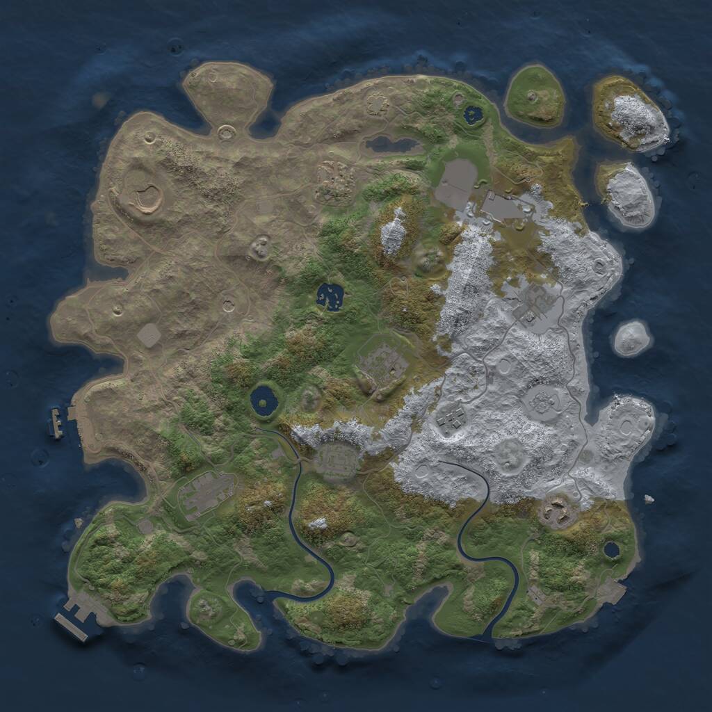 Rust Map: Procedural Map, Size: 3800, Seed: 1384249983, 16 Monuments