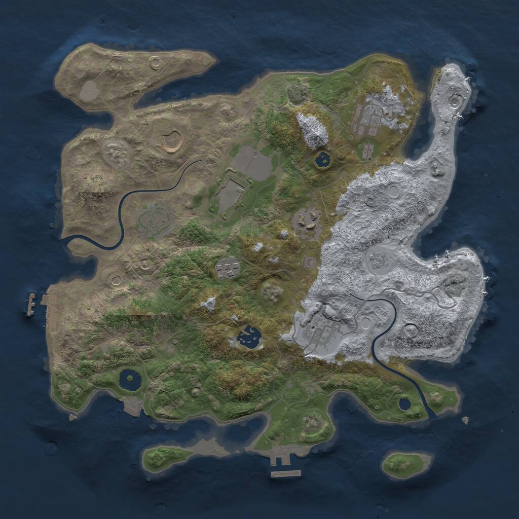 Rust Map: Procedural Map, Size: 3500, Seed: 1245912946, 14 Monuments