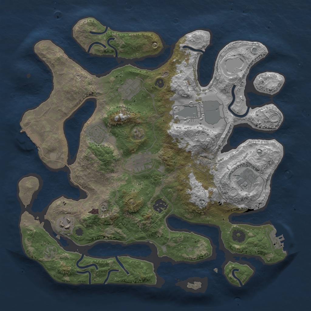 Rust Map: Procedural Map, Size: 3500, Seed: 1388882141, 15 Monuments