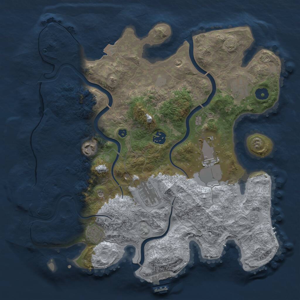 Rust Map: Procedural Map, Size: 3500, Seed: 736482, 13 Monuments