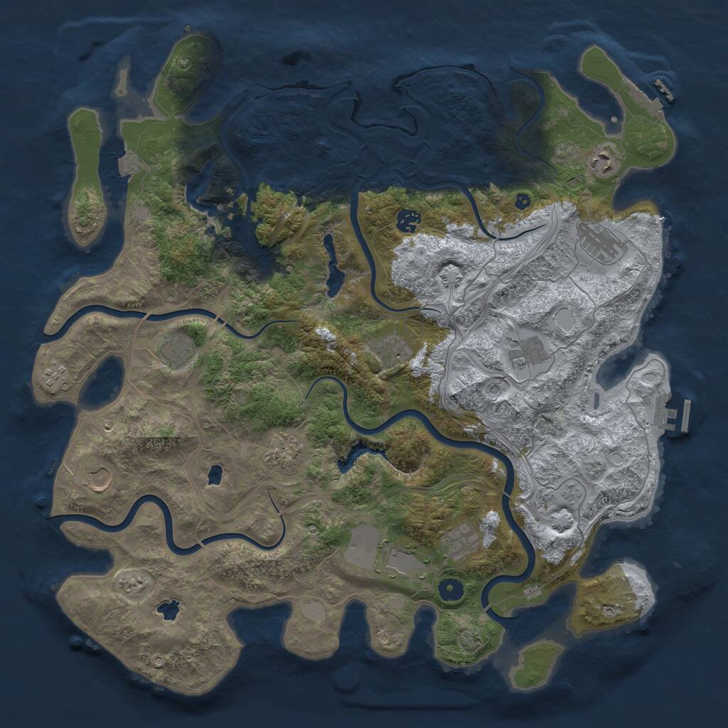 Rust Map: Procedural Map, Size: 4500, Seed: 304985864, 17 Monuments