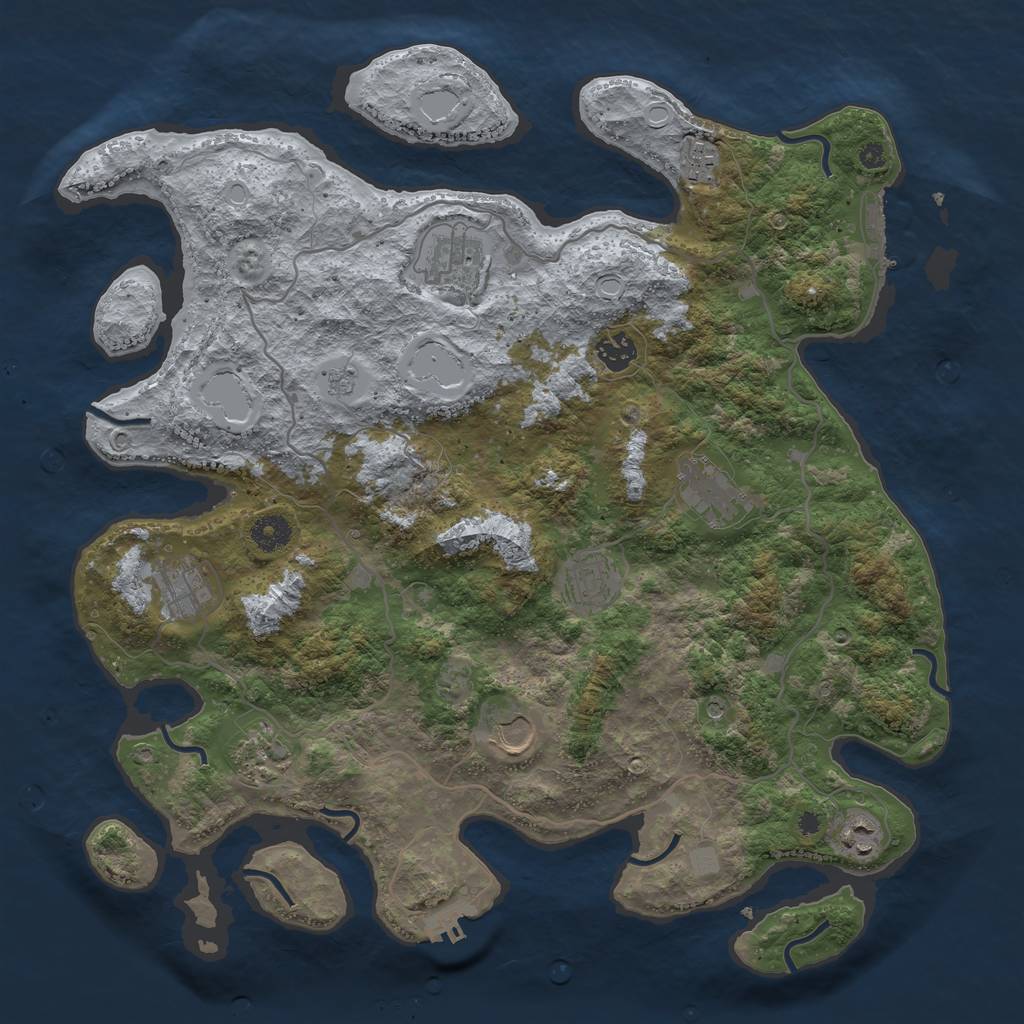 Rust Map: Procedural Map, Size: 4000, Seed: 19831987, 16 Monuments